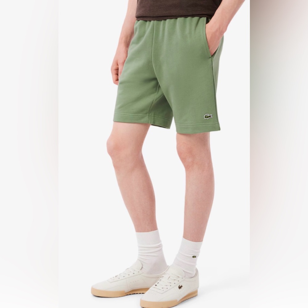 Lacoste Essential Fleece Shorts Men's Regular Fit Fleece Olive‎ Green Sz L EUC